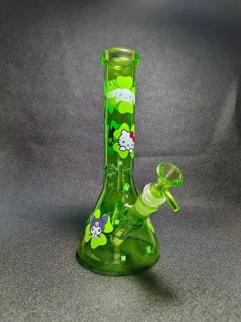 10" Sanrio Lucky Clover Green Glass Beaker Bong
