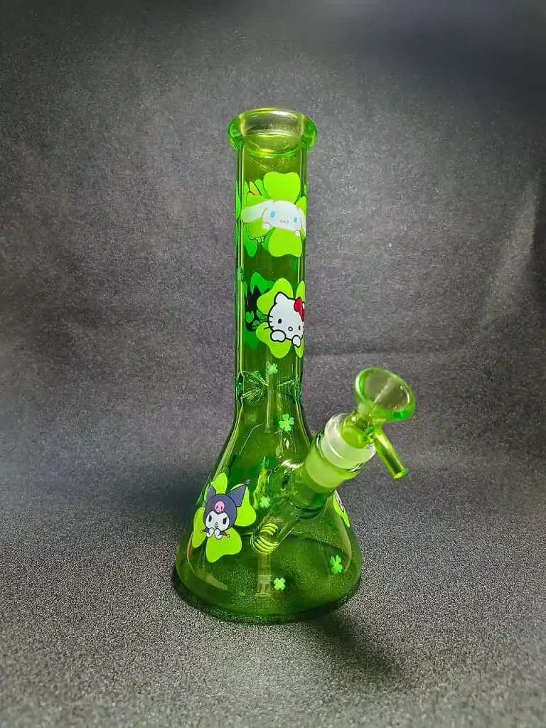 10" Sanrio Lucky Clover Green Glass Beaker Bong