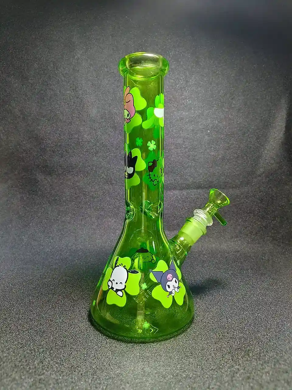 10" Sanrio Lucky Clover Green Glass Beaker Bong