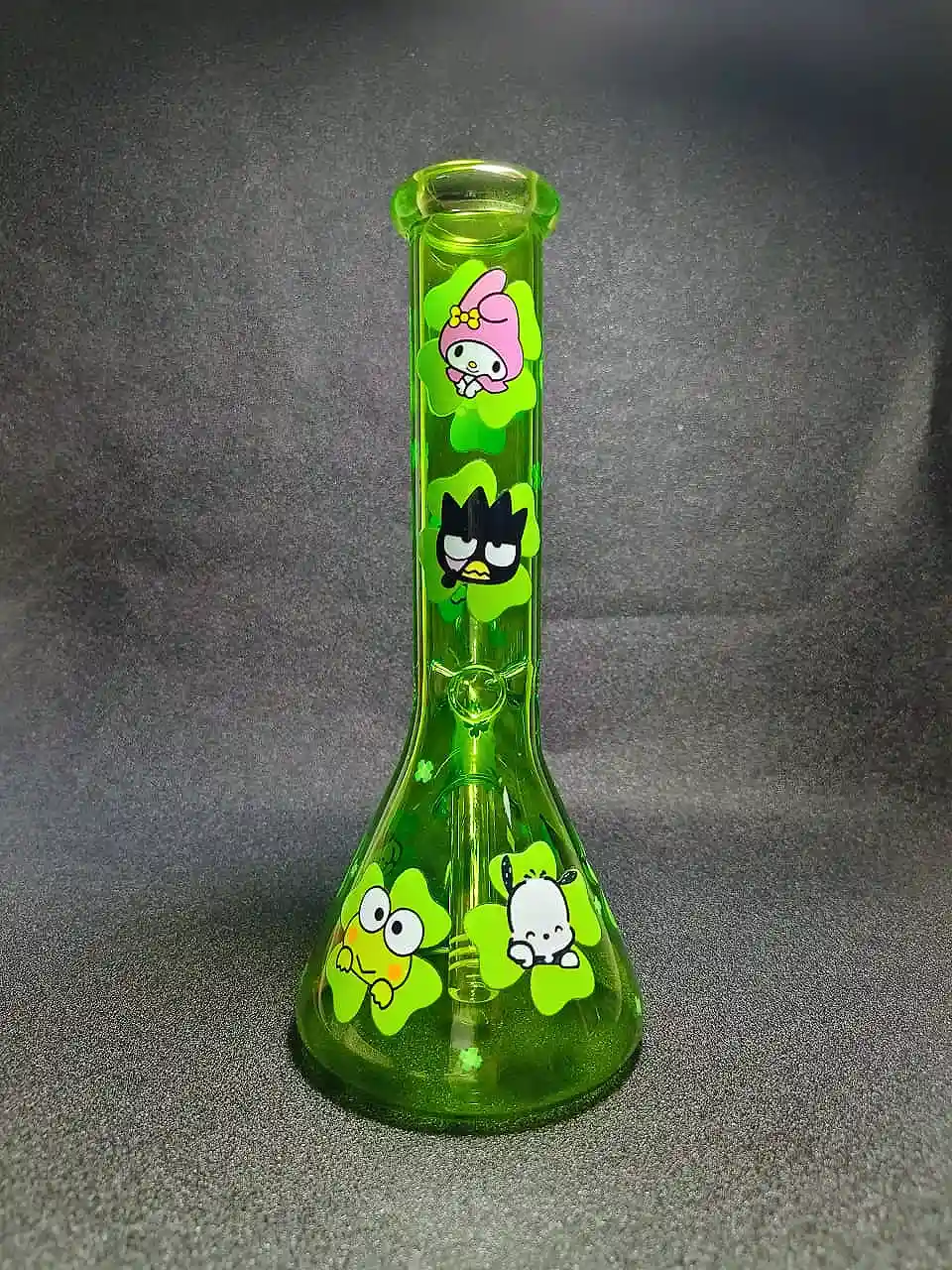 10" Sanrio Lucky Clover Green Glass Beaker Bong