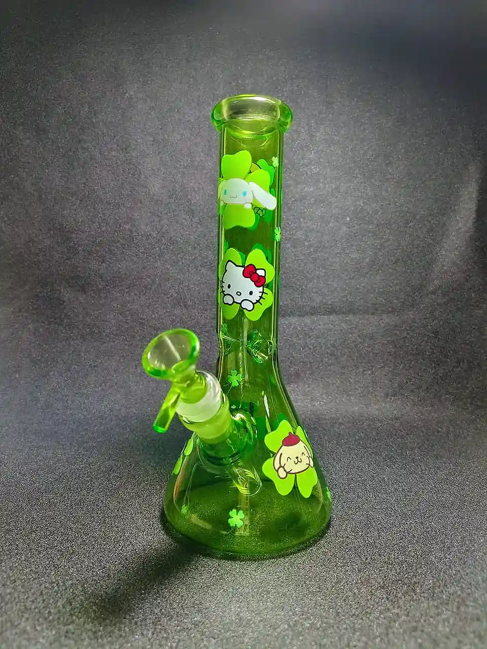 10" Sanrio Lucky Clover Green Glass Beaker Bong