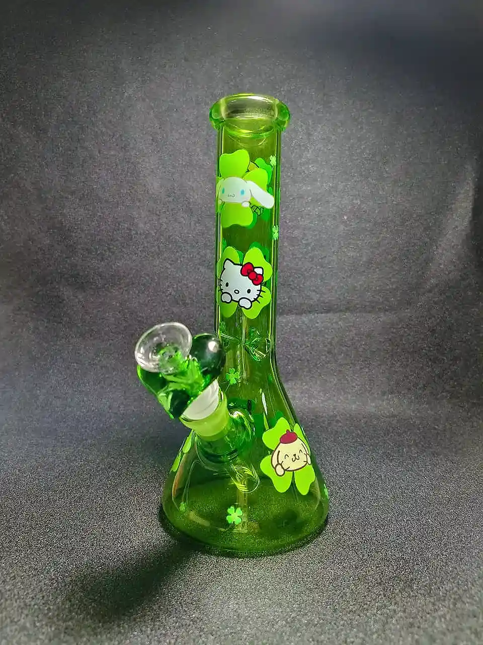 10" Sanrio Lucky Clover Green Glass Beaker Bong