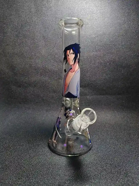 10" Sasuke Uchiha Lightning Awakening Naruto Beaker Glass Bong