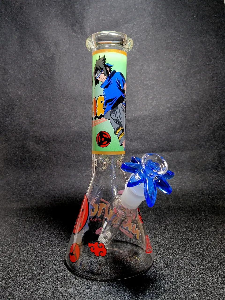 Sasuke Uchiha Sharingan Naruto Akatsuki Beaker Glass Bong