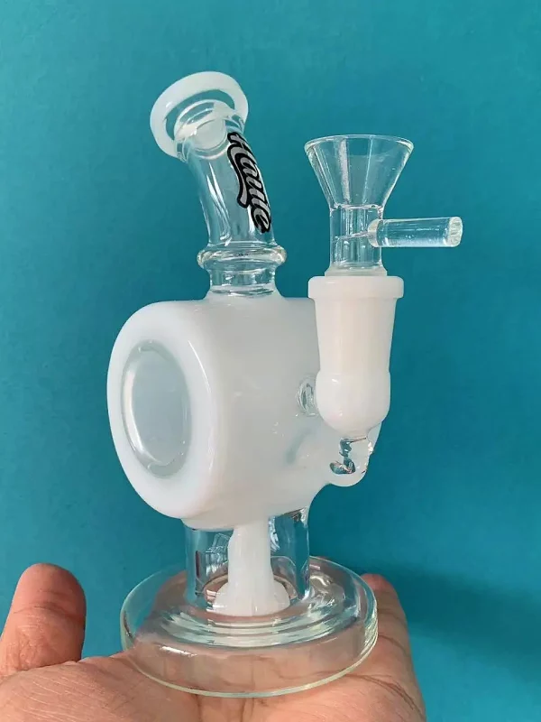 6.5" Showerhead to Tron Disc White Mini Water Pipe