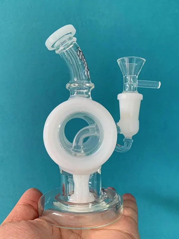 6.5" Showerhead to Tron Disc White Mini Water Pipe