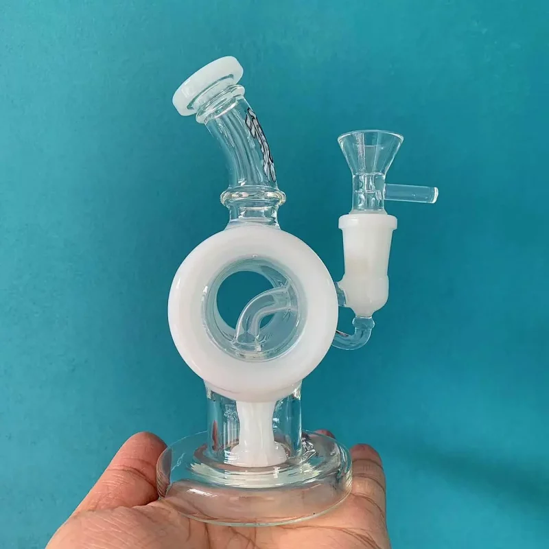 6.5" Showerhead to Tron Disc White Mini Water Pipe