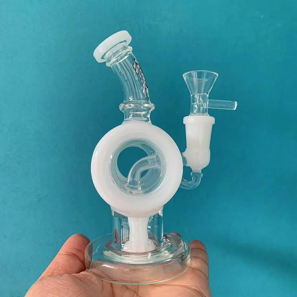 6.5" Showerhead to Tron Disc White Mini Water Pipe
