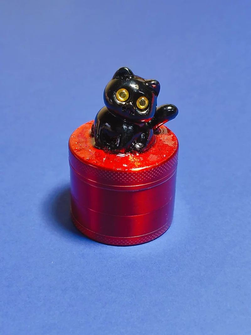 Sleek Black Cat Mini Metal Grinder