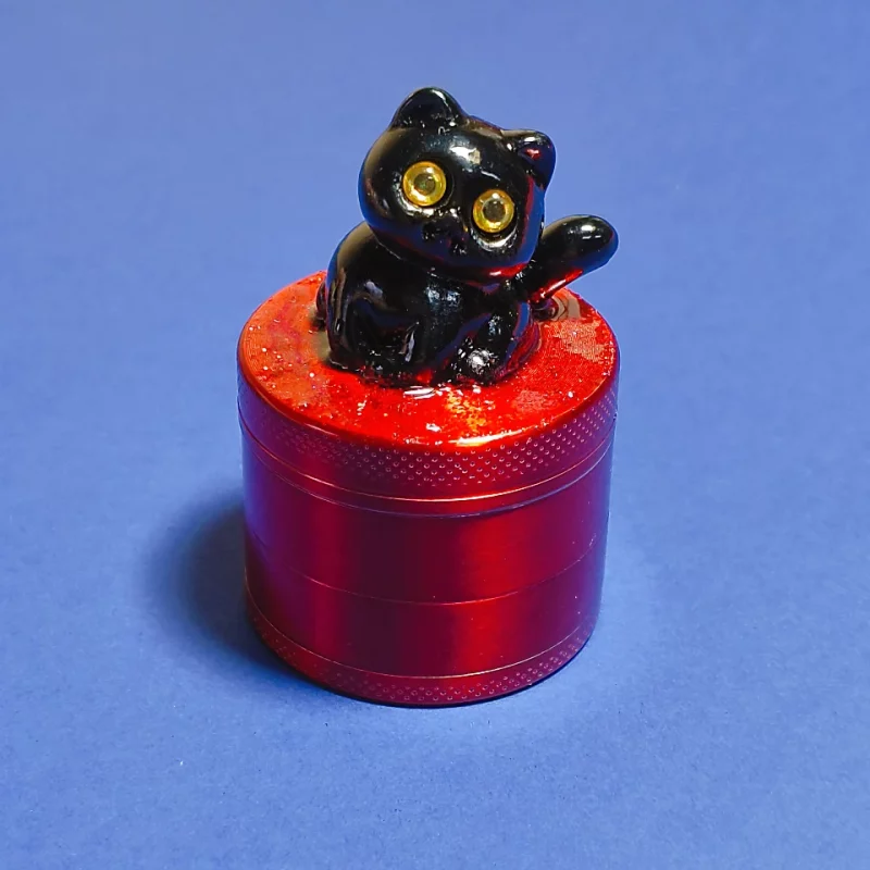 Sleek Black Cat Mini Metal Grinder