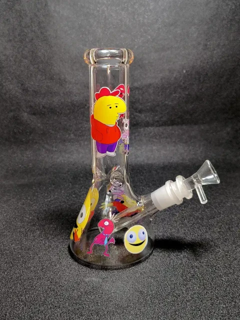 8″ Smiling Friends Adult Swim Big Eyes Abstract Characters Borosilicate Glass Beaker Bong 8" Smiling Friends Adult Swim Big Eyes Abstract Characters Borosilicate Glass Beaker Bong