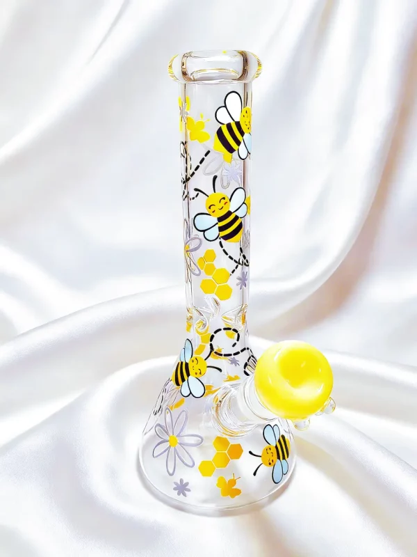 10" Busy Bee Flower Sunny Beaker Glass Bong