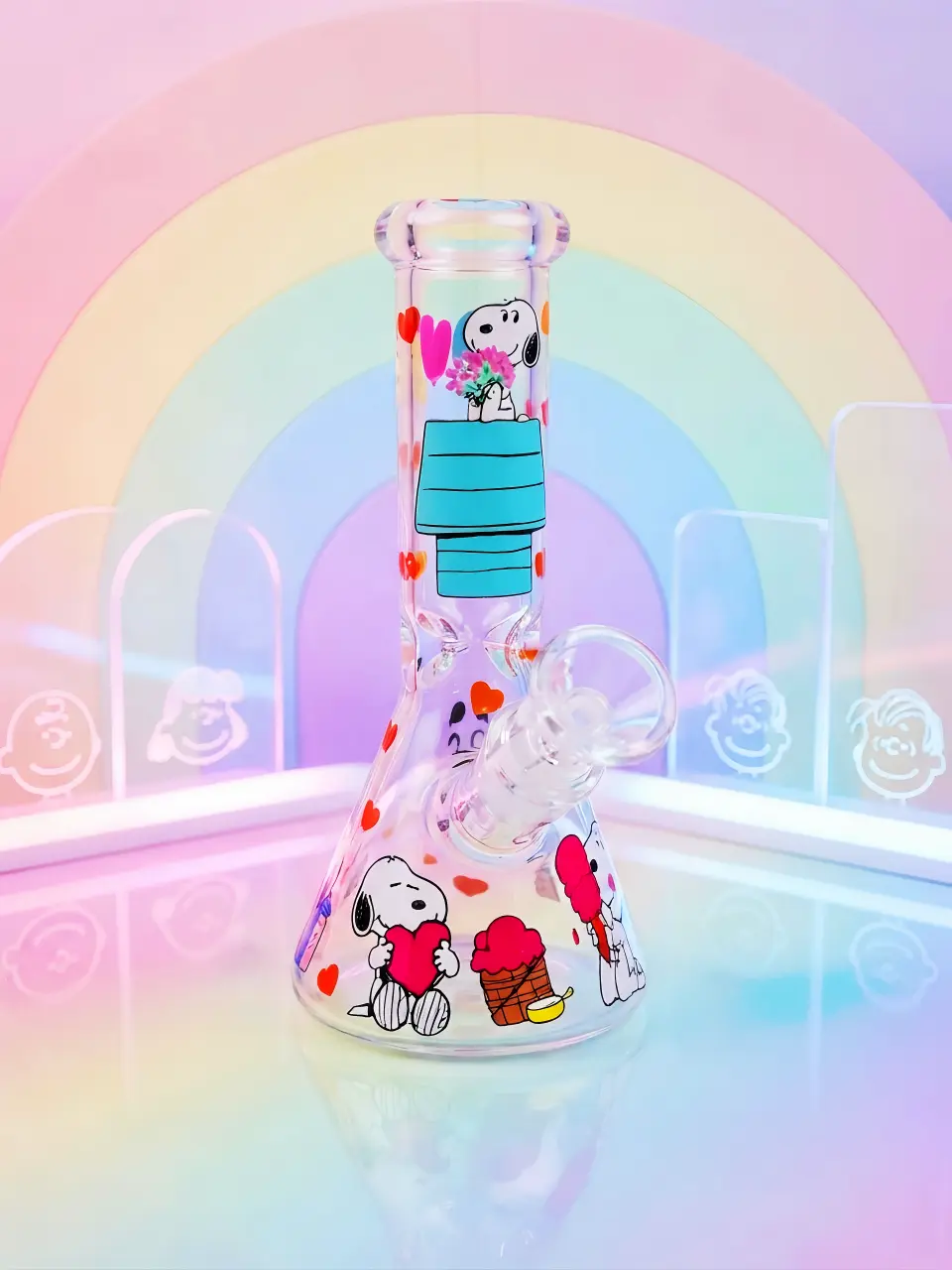 Snoopy Romantic Hearts & Flowers Beaker Glass Bong - Image 6