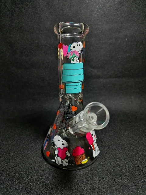 Snoopy Romantic Hearts & Flowers Beaker Glass Bong