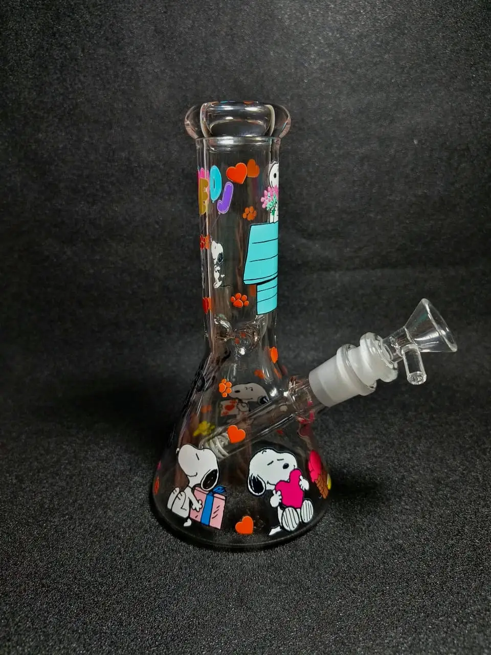 Snoopy Romantic Hearts & Flowers Beaker Glass Bong