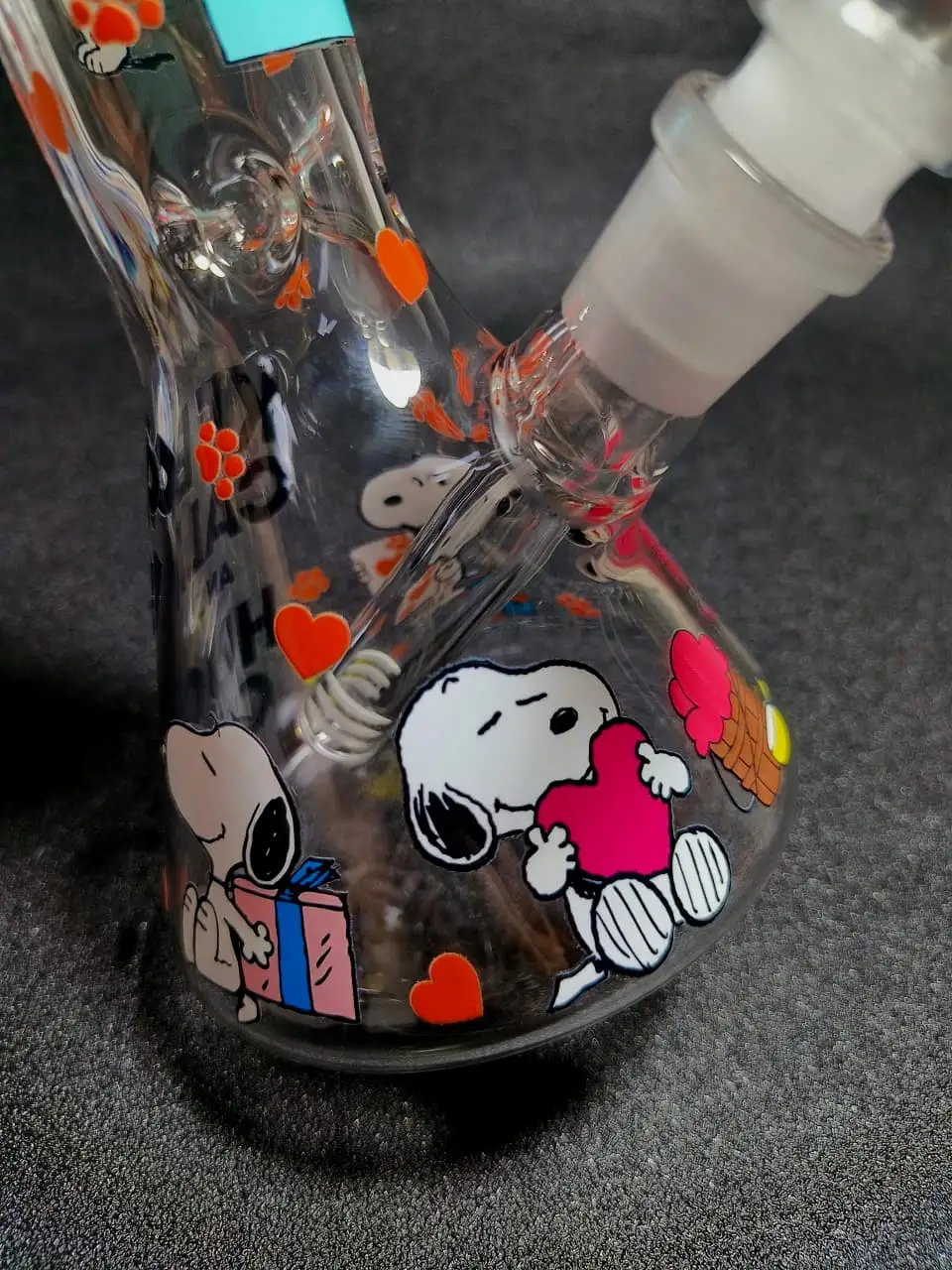 Snoopy Romantic Hearts & Flowers Beaker Glass Bong