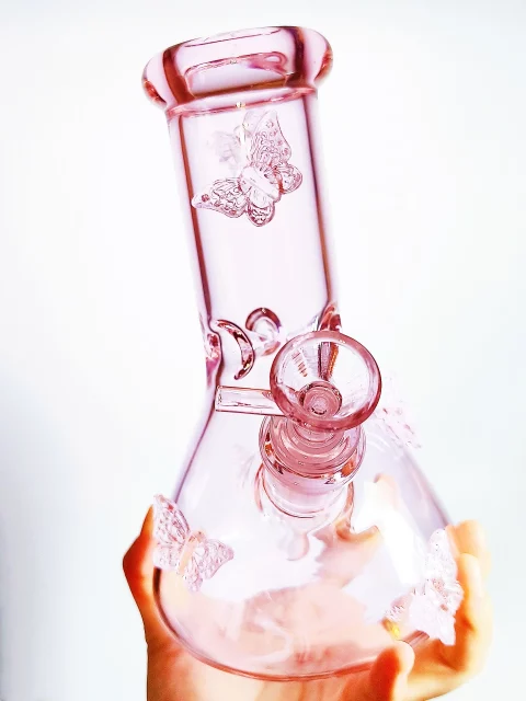 8" Pretty Pink Butterfly Beaker Glass Bong – Fairy Vibes Only