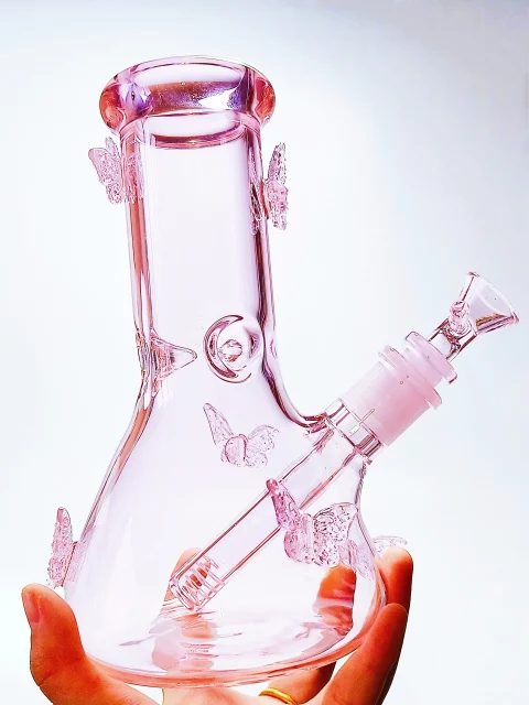 8" Pretty Pink Butterfly Beaker Glass Bong – Fairy Vibes Only
