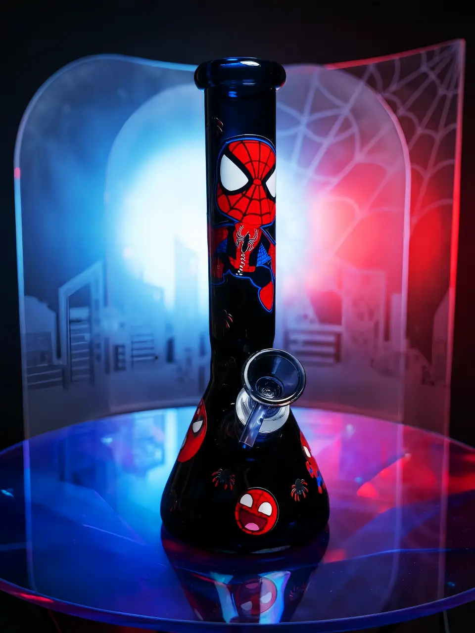 Spider-Man Black Web Beaker Glass Bong | Midnight Web Swing