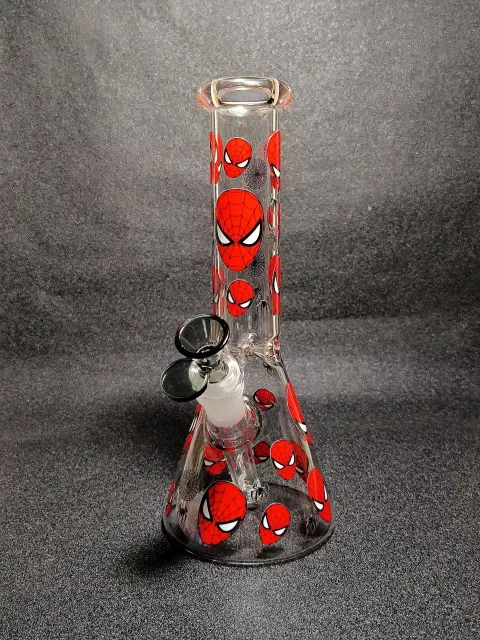 Spider-Man Classic Mask Red Black Web Borosilicate Glass Beaker Bong