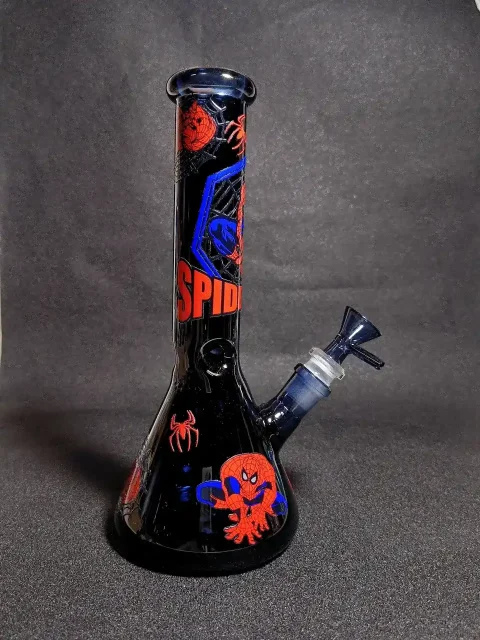 Spider-Man Marvel Red Blue Night Hero Beaker Glass Bong Spider-Man Marvel Red Blue Night Hero Beaker Glass Bong