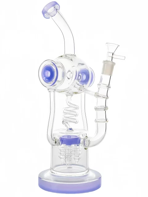 14" Spiral Coil Triple Tube Scientific Glass Recycler Bong
