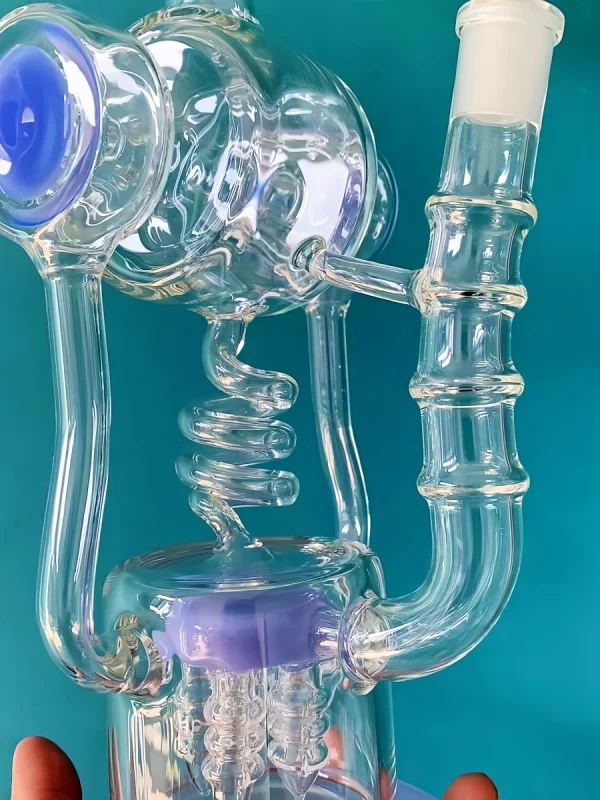 14" Spiral Coil Triple Tube Scientific Glass Recycler Bong