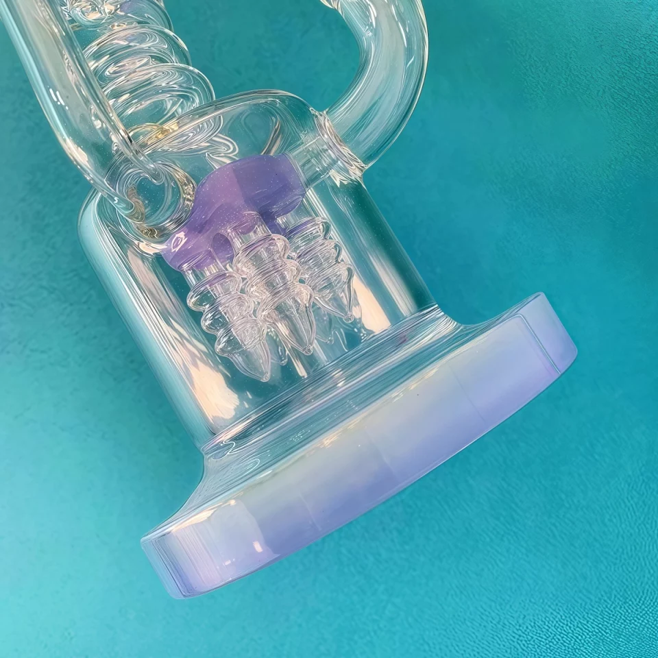14" Spiral Coil Triple Tube Scientific Glass Recycler Bong