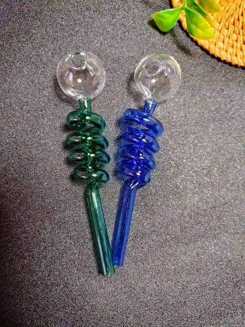 5.5" Spiral Elegance Glass Burner Pipe Blue / Green
