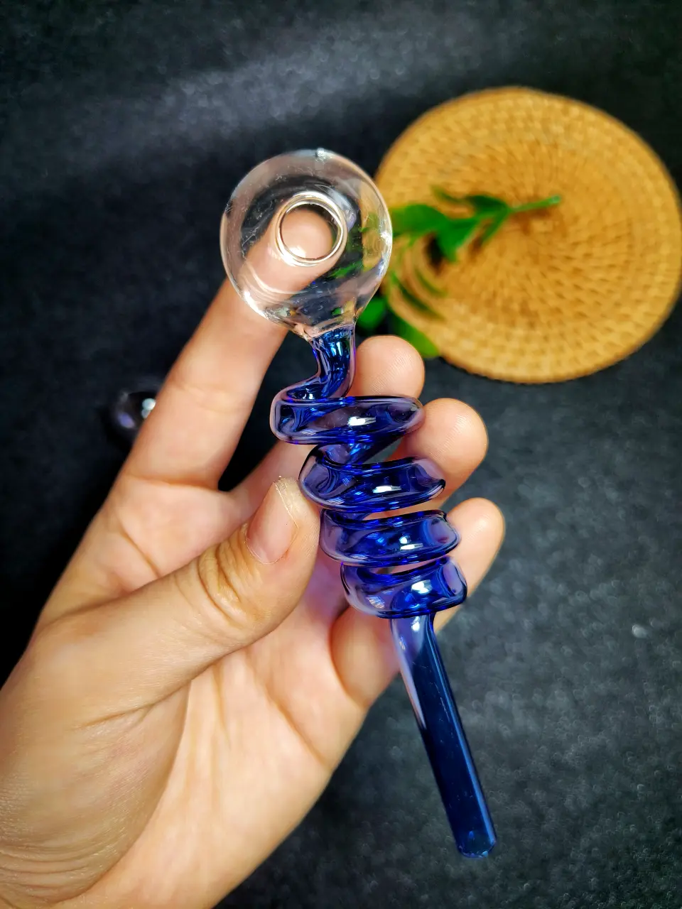 5.5" Spiral Elegance Glass Burner Pipe Blue / Green