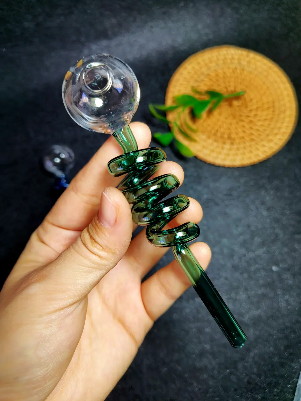 5.5" Spiral Elegance Glass Burner Pipe Blue / Green