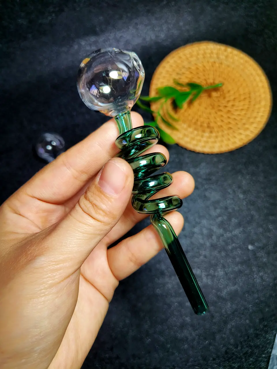 5.5" Spiral Elegance Glass Burner Pipe Blue / Green