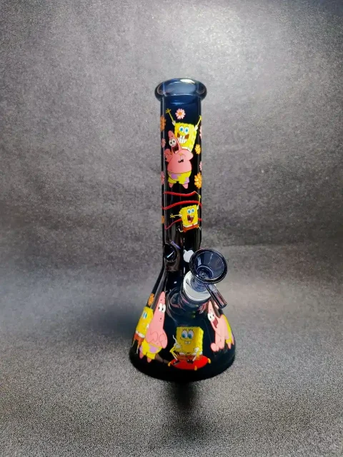 10" SpongeBob Bikini Bottom Dark Blue Beaker Glass Bong