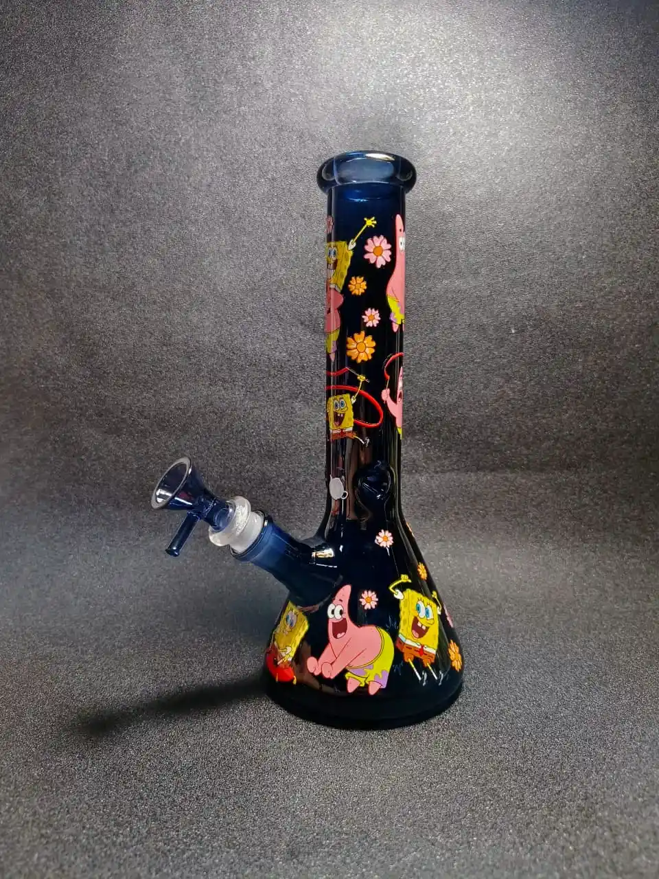 10" SpongeBob Bikini Bottom Dark Blue Beaker Glass Bong