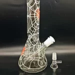 10" Spooktacular Glow-in-the-Dark Spiderweb Beaker Bong