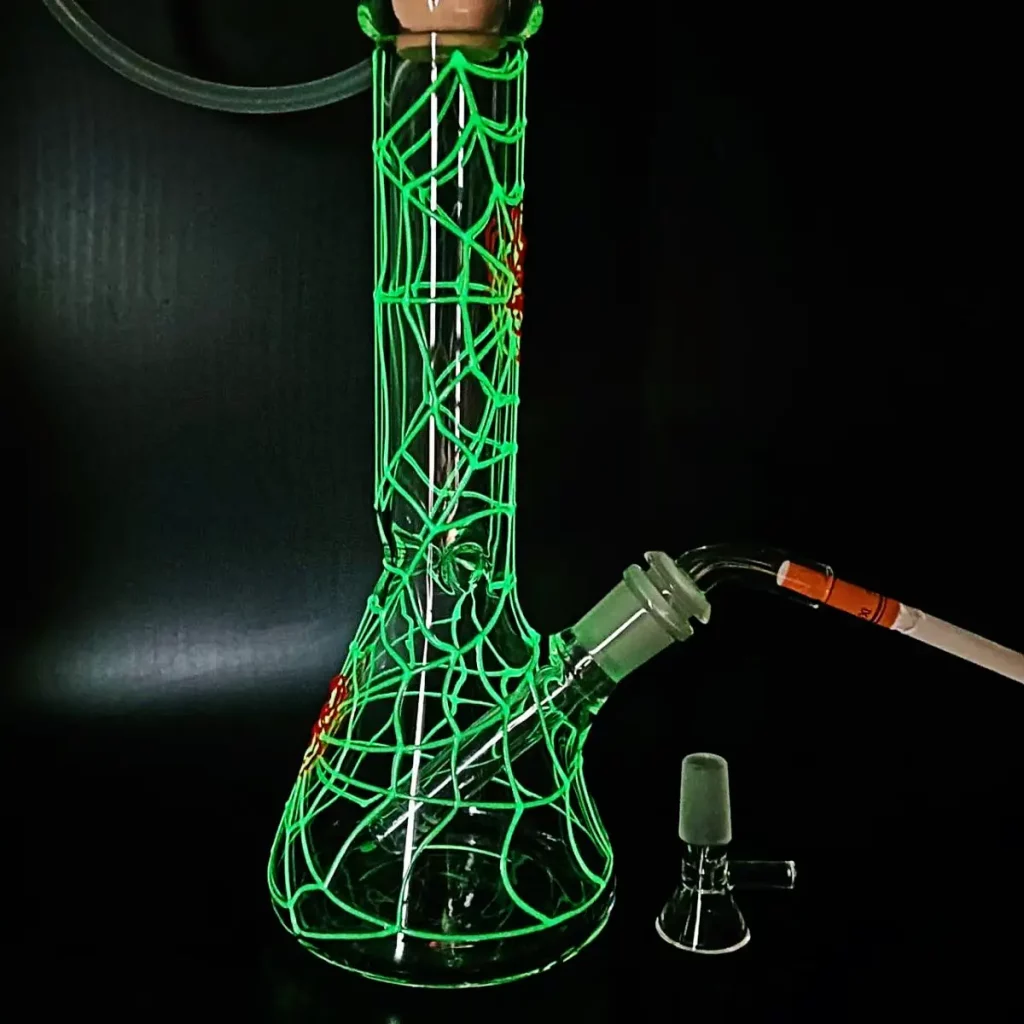 10" Spooktacular Glow-in-the-Dark Spiderweb Beaker Bong
