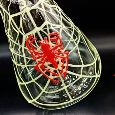 10" Spooktacular Glow-in-the-Dark Spiderweb Beaker Bong
