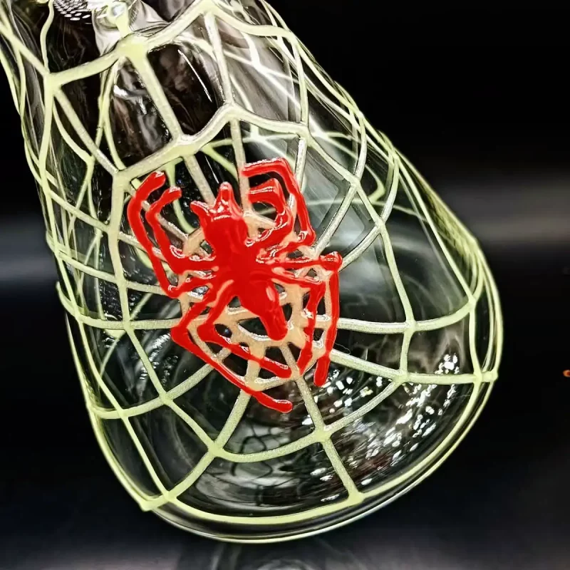 10" Spooktacular Glow-in-the-Dark Spiderweb Beaker Bong