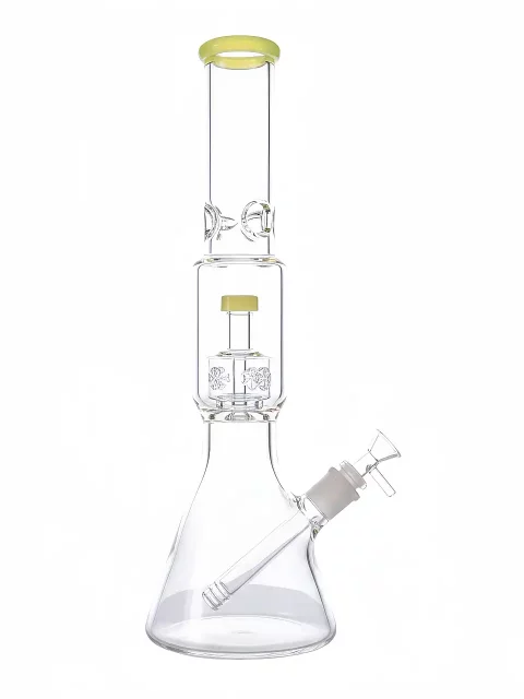 16" Spring Green Beaker Glass Bong with Seed of Life Perc