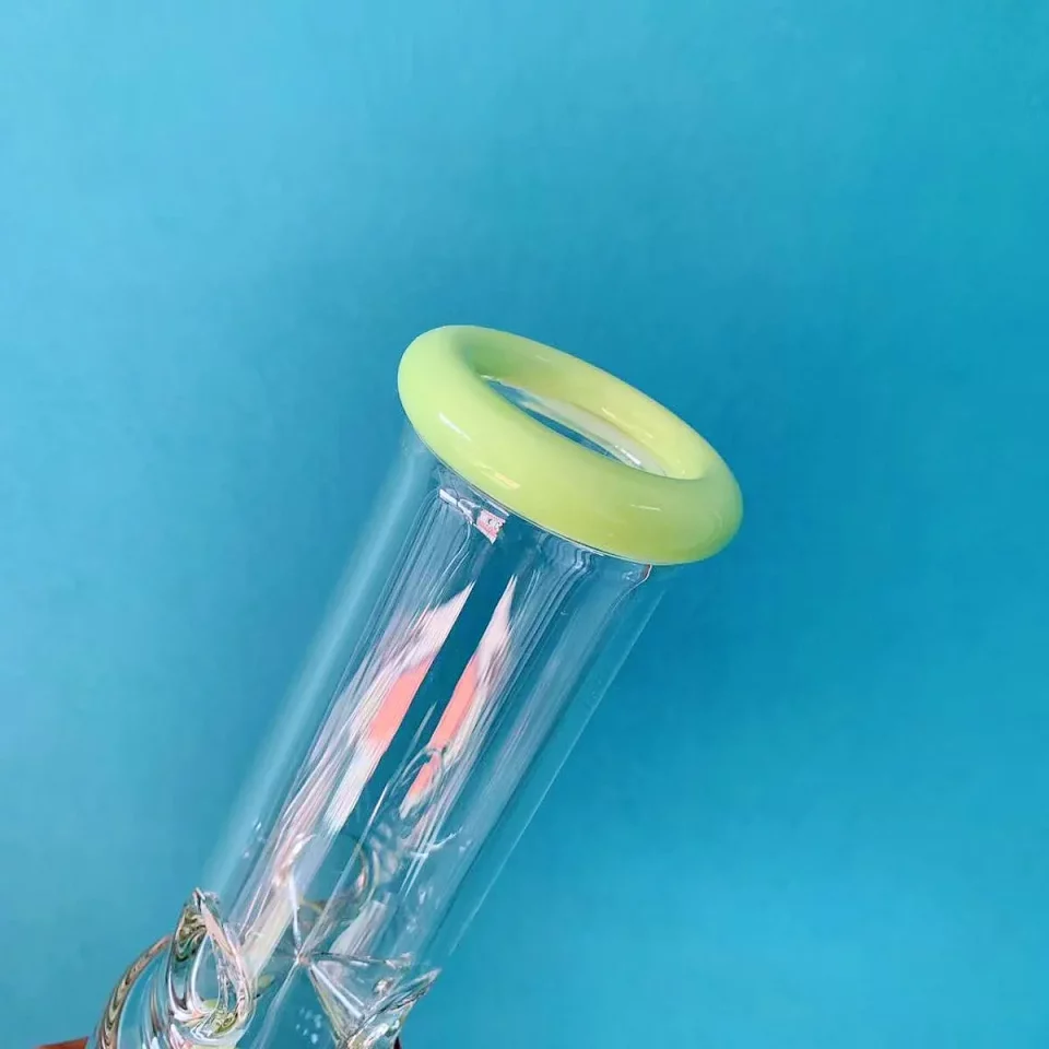 16" Spring Green Multi-Chamber Beaker Bong with Floral Perc