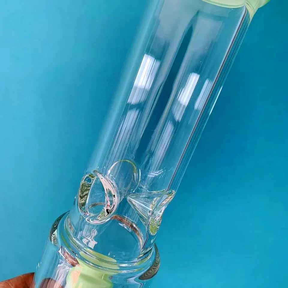 16" Spring Green Multi-Chamber Beaker Bong with Floral Perc