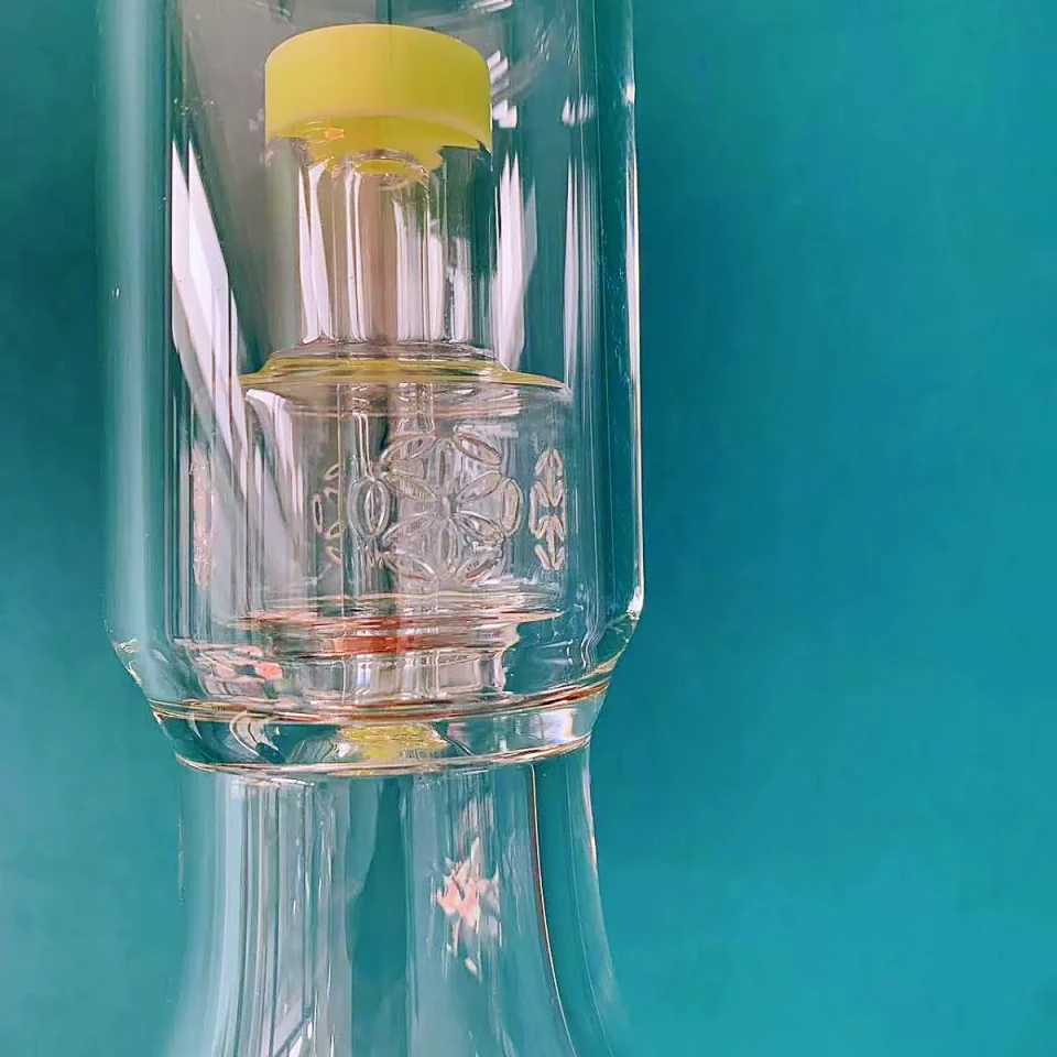 16" Spring Green Multi-Chamber Beaker Bong with Floral Perc