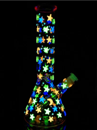 10" Stars & Moon Glow In the Dark Beaker Bong