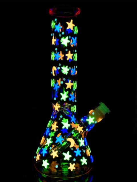 10" Stars & Moon Glow In the Dark Beaker Bong