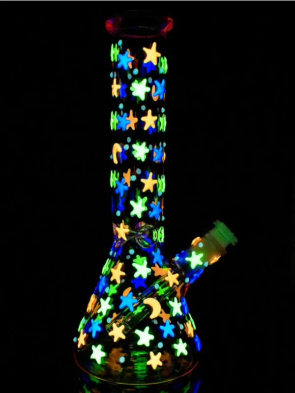 10" Stars & Moon Glow In the Dark Beaker Bong