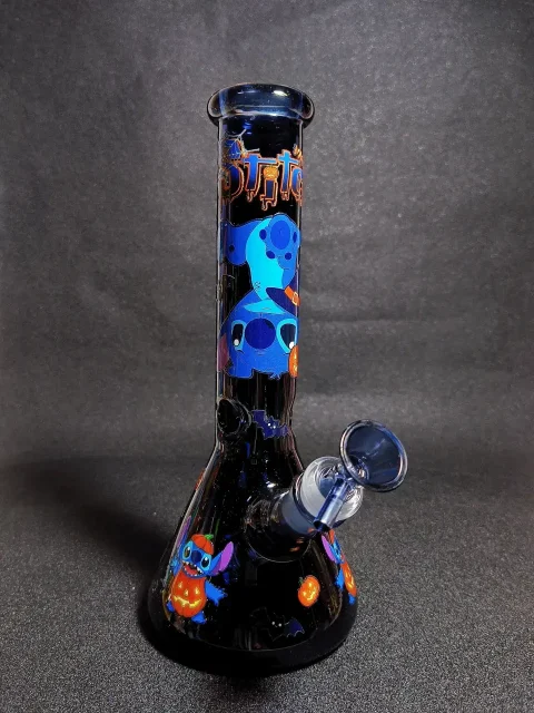 Stitch Halloween Night Dark Blue Glass Bong