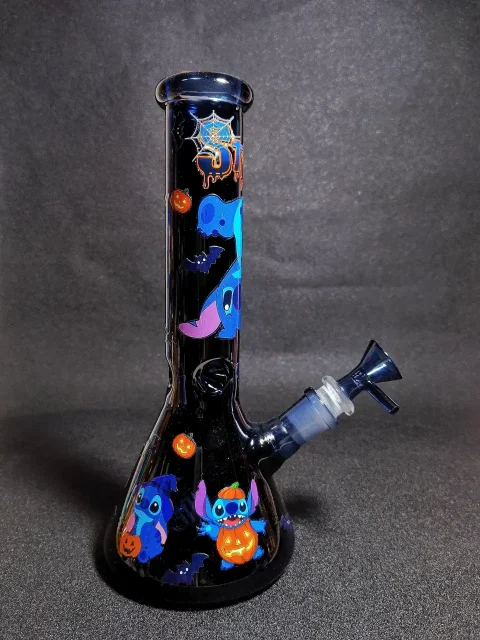 Stitch Halloween Night Dark Blue Glass Bong Stitch Halloween Night Dark Blue Glass Bong