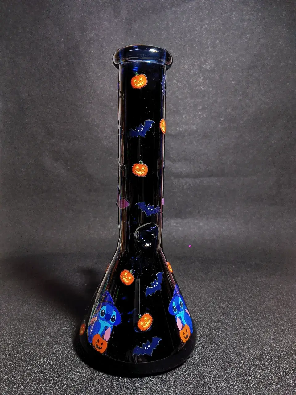 Stitch Halloween Night Dark Blue Glass Bong