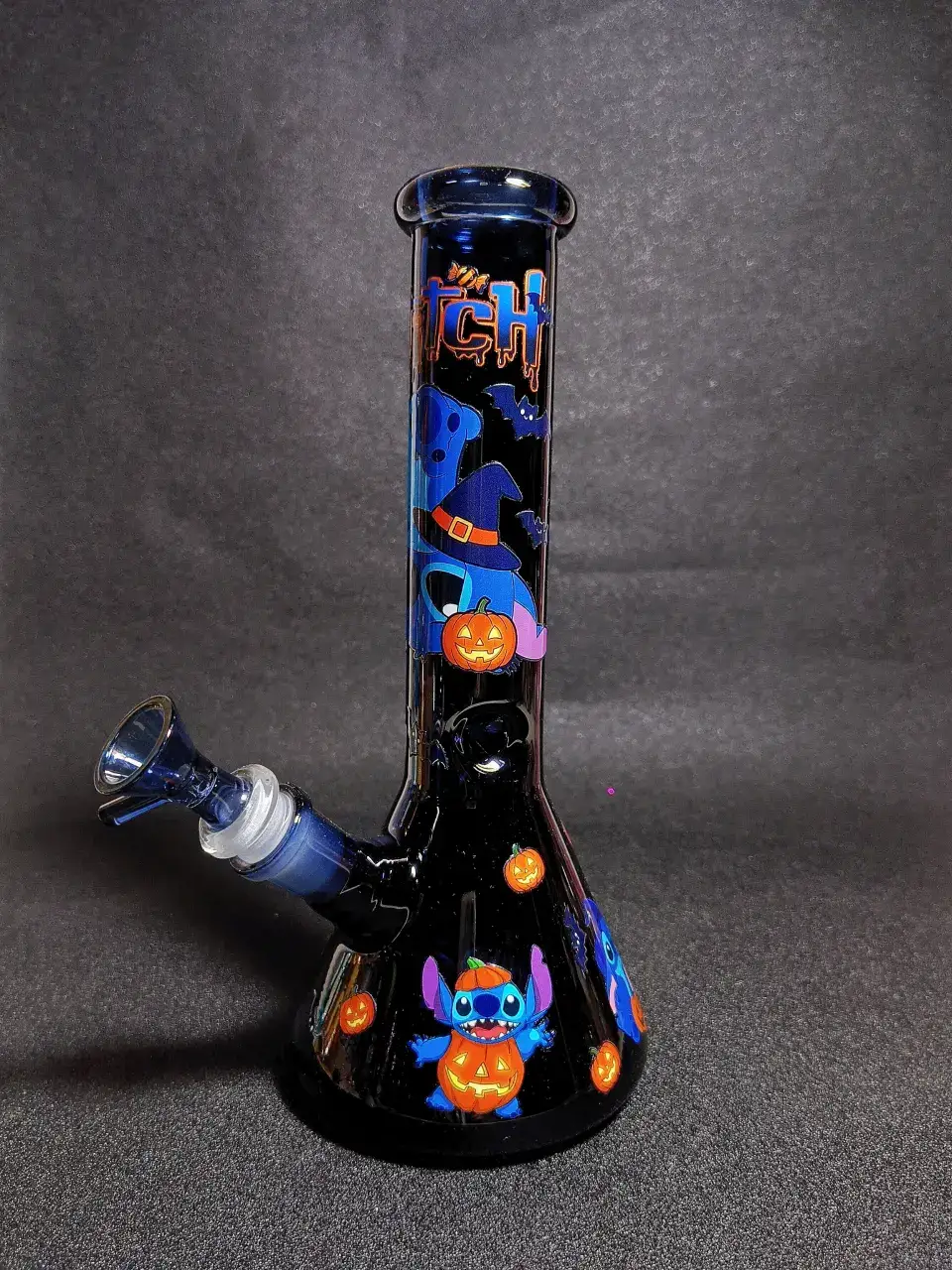 Stitch Halloween Night Dark Blue Glass Bong
