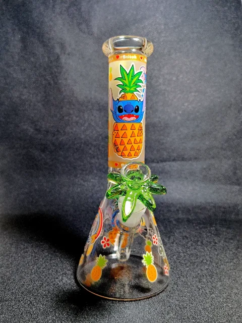 10" Stitch Disney Pineapple Tropical Beaker Glass Bong